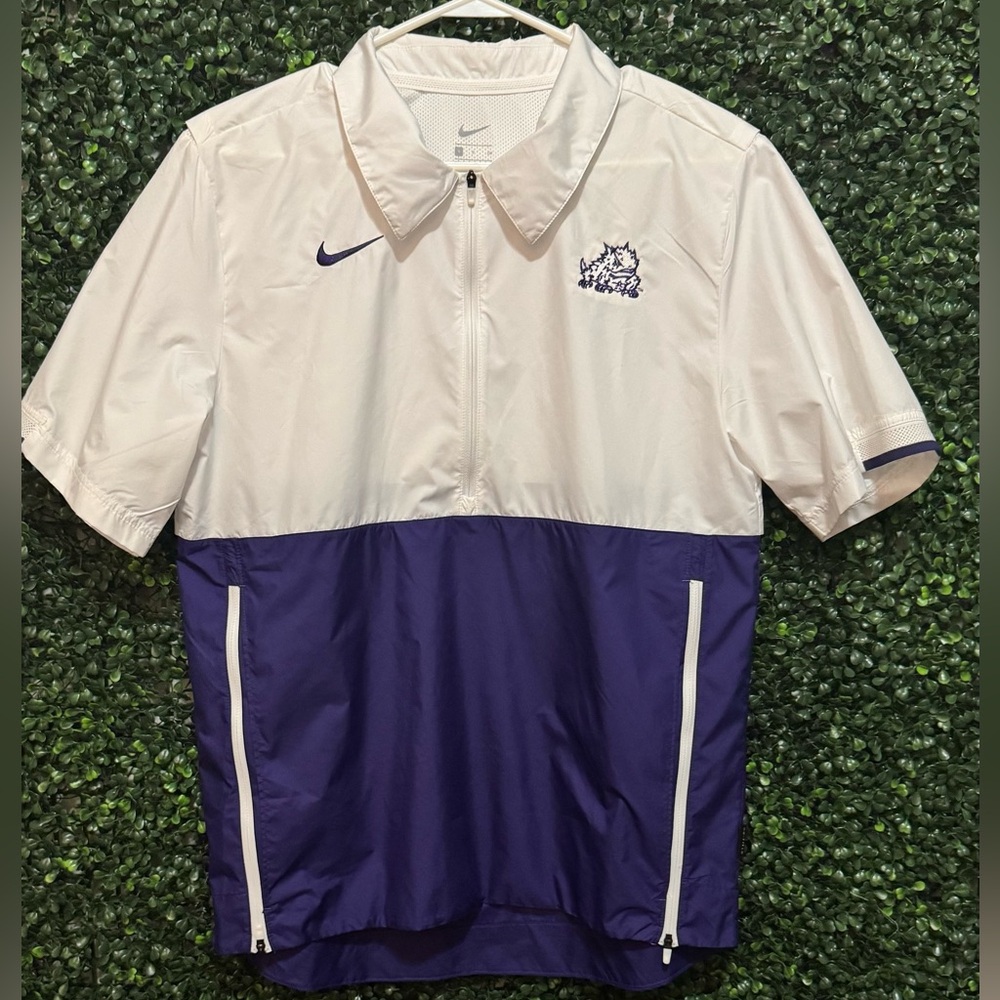 NIKE MEN'S COACH SS JACKET TCU HORNED FROGS DRI FIT WINDBREAKER/PULLOVER
